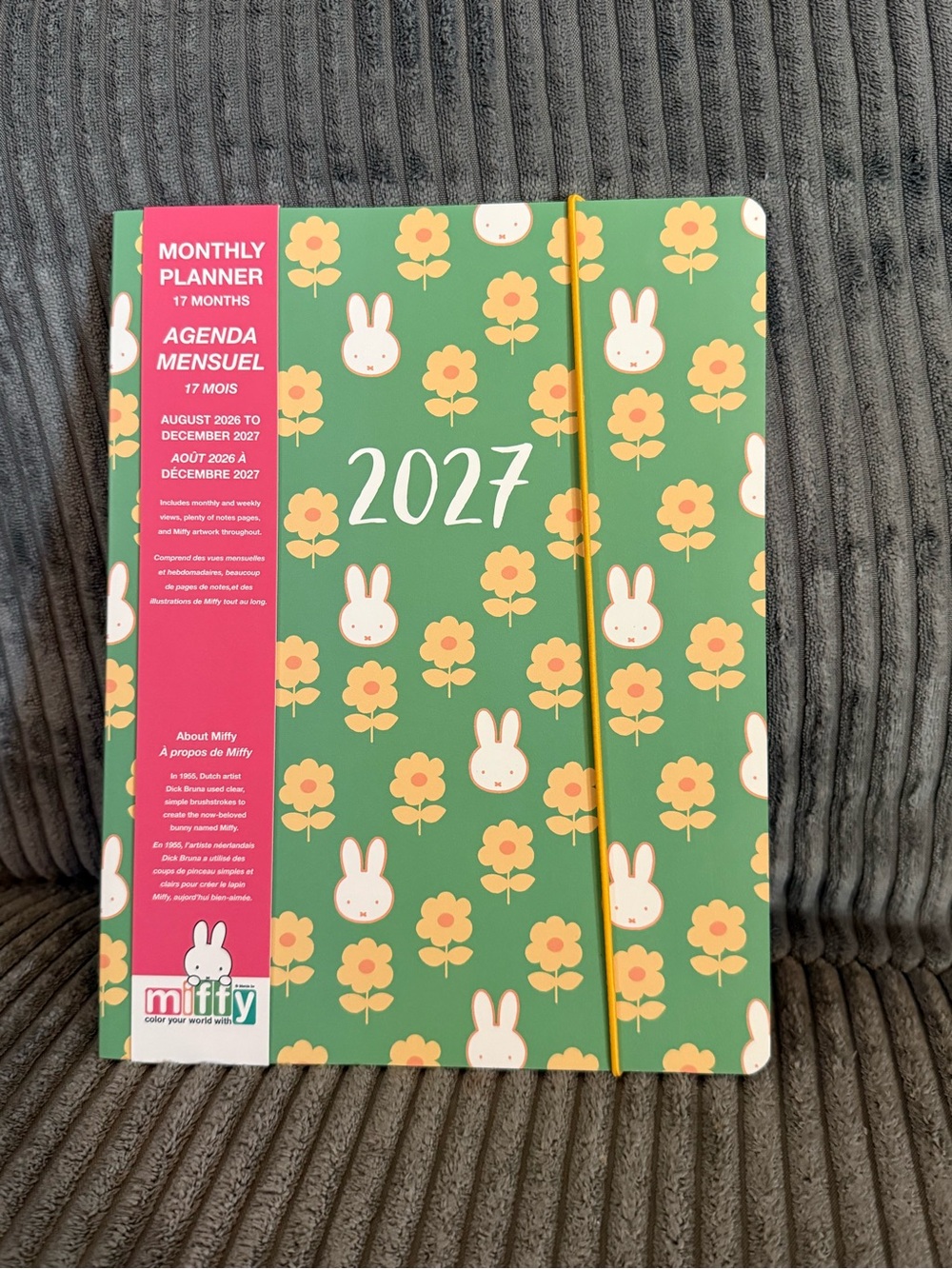 miffy 17 Month Planner — Green, Orange & Yellow Accents: Aug 2026 - Dec 2027
